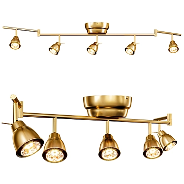 Rotating Brass Ceiling Spotlights Track 3D model image 1 