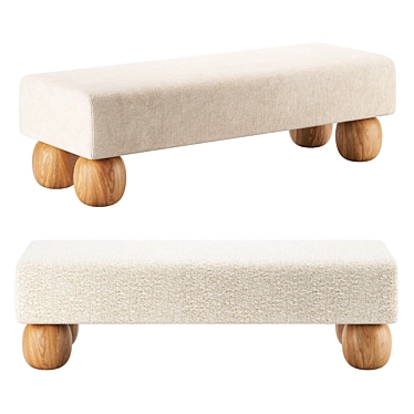 Luxury Bouclé Bench Seat 3D model image 1 