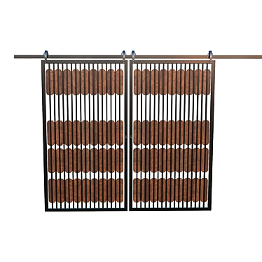 Rustic Wood Barn Door Screen 3D model image 1 