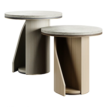 Beige and Light Veneer Side Table 3D model image 1 