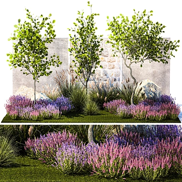 Landscape Plant Collection: Hazel, Lavender, Grass 3D model image 1 