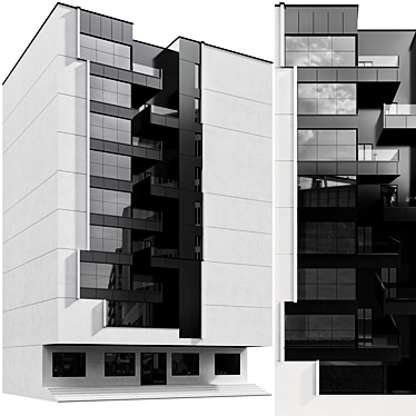 Modern 3D Residential Building Model 3D model image 1 