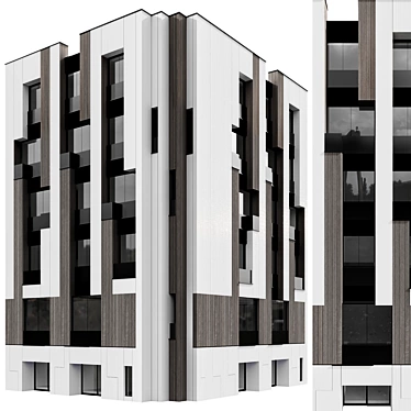 Modern Residential Building 3D Model 3D model image 1 