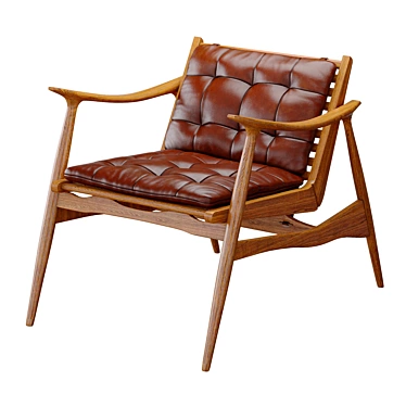 Atra Outdoor Leather Armchair, Hardwood 3D model image 1 