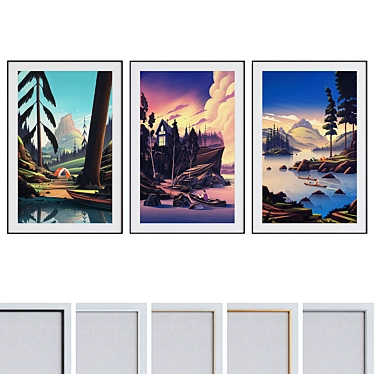 Modern Landscape Picture Frame Set 3D model image 1 