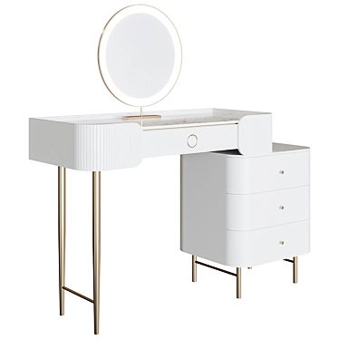 White Makeup Vanity with Drawers 3D model image 1 