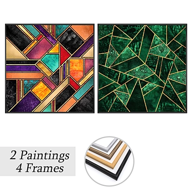 Art Prints Set with Frames 3D model image 1 