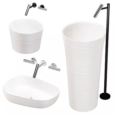 FALPER HANDMADE Basin Set: 3 Size Options & Faucets 3D model image 1 