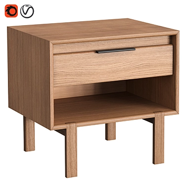 Scandinavian Oak Nightstand by Dantone 3D model image 1 