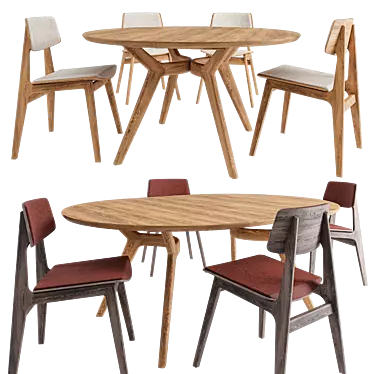 Rustic Elegance: Amelia Table Set 3D model image 1 