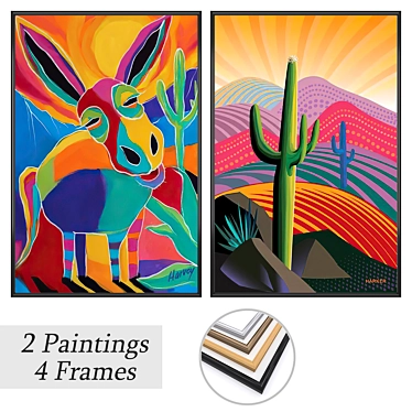 Modern Art Set with Frames 3D model image 1 