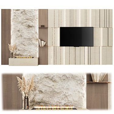 Modern Bio Fireplace TV Wall Unit 3D model image 1 