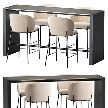 Modern Bar Stool Set Ensemble 3D model image 1 