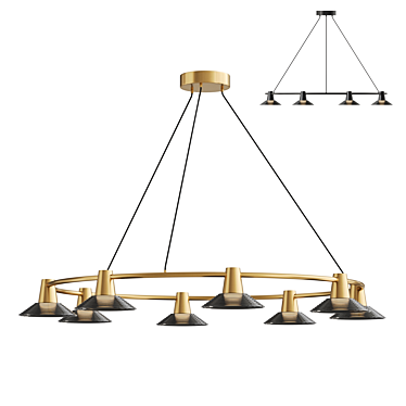 Brass Conical Glass ChandeliergetClient 3D model image 1 