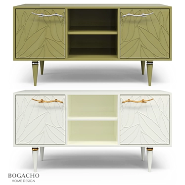 Classic TV Stand 117cm Gold/Silver Handles 3D model image 1 