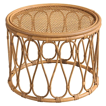 Handcrafted Natural Rattan Table 3D model image 1 