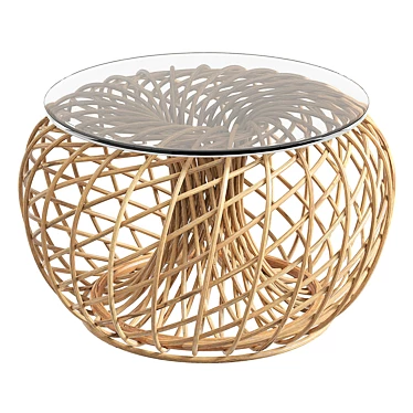 Elegant Cane Side Table 3D model image 1 