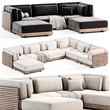 Sleek Modular Outdoor Sofa 3D model image 1 