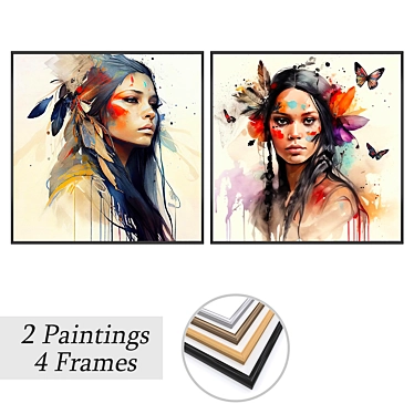 Art Set in Various Frames 3D model image 1 