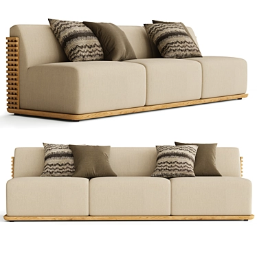 Revamp Your Space with RH TRELICA Teak Sofa 3D model image 1 