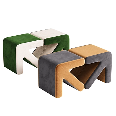 Elegant Footstool Sofa Model Render 3D model image 1 