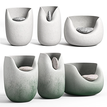 Ceramic Vases with Raw Stones 3D model image 1 