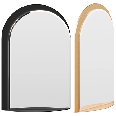 Elegant Arched Metal Mirror Shelf 3D model image 1 