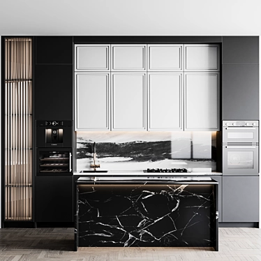 Adjustable Modern Kitchen Unit 3D model image 1 