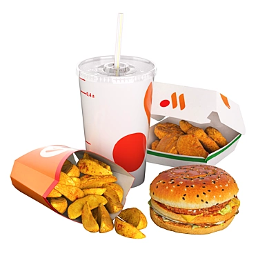 Fast Food Set Bundle 3D model image 1 