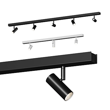 Sleek Adjustable Ceiling Light 3D model image 1 