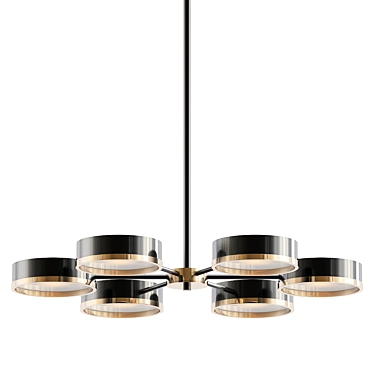 Sleek Matte Black Chandelier 3D model image 1 
