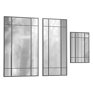 Sleek Black Leaner Wall Mirror 3D model image 1 