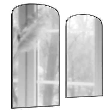 Arched Black Metal Garden Mirrors 3D model image 1 