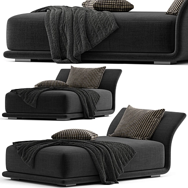 Sleek Armless Fabric Chaise Lounge 3D model image 1 