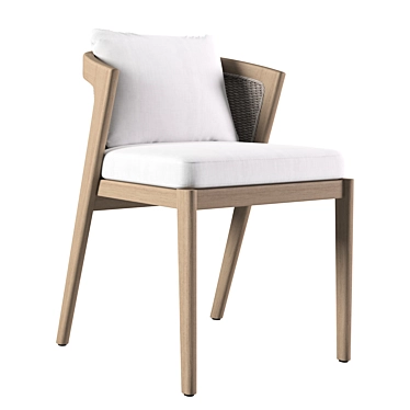 Sleek Teak Dining Chair 3D model image 1 