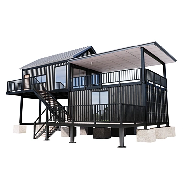 Architectural Container Home Design 3D model image 1 