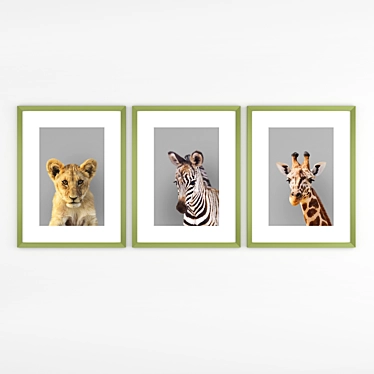 Title: African Animals Poster Set 3D model image 1 