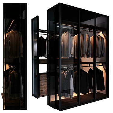 Corner Walk-In Wardrobe with Decor 3D model image 1 