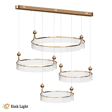 Golden Pendant Light Fixture 169W 3D model image 1 