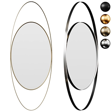 Elegant Oval Wall Mirror 3D model image 1 