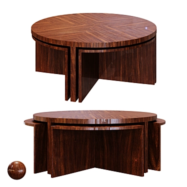 Round Palisander Cocktail Table 3D model image 1 