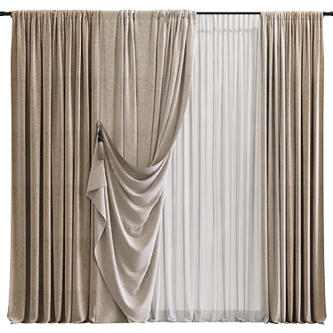 Folded Mesh Curtain Design 3D model image 1 