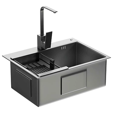 Sleek Stainless Steel Kitchen Sink 3D model image 1 