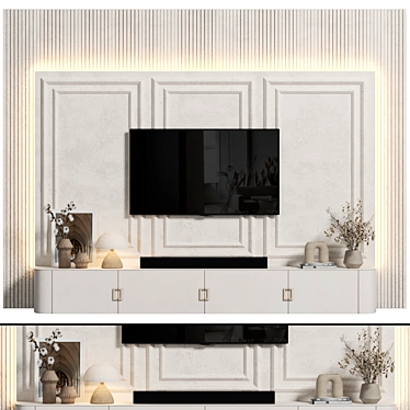 Modern 4K TV Wall Design 3D model image 1 