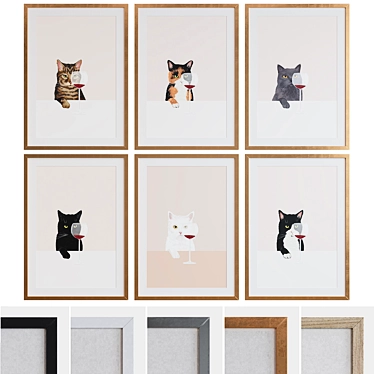 Cat Portrait Picture Frame Set 3D model image 1 