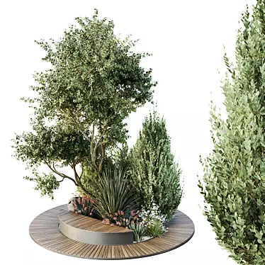  HQ Green Plant Bench Set 3D model image 1 