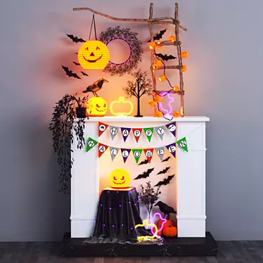 Title: Glowing Halloween Decor Collection

Description Translation:
1) KUSTFYR LED Pendant Lamp - Can there ever be too many pump 3D model image 1 