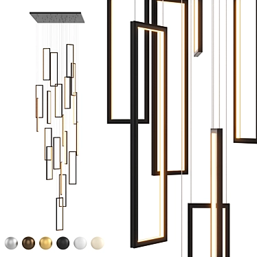 Modern Frame Pendant Light Fixture 3D model image 1 