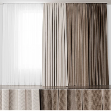 Tweed "Tree" Curtain Set 3D model image 1 