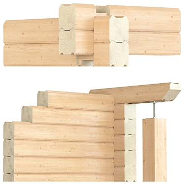 Textured Timber Beam Set 3D model image 1 